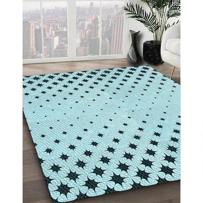 Patterned Electric Blue Rug in Family Room, pat1736lblu