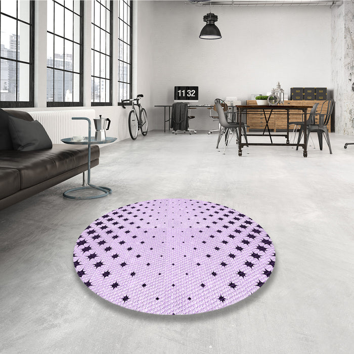 Round Patterned Lilac Purple Rug in a Office, pat1736pur