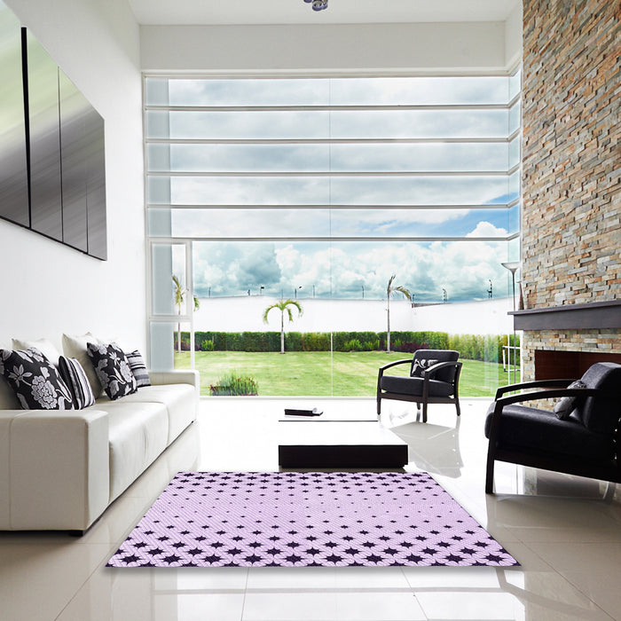 Machine Washable Transitional Lilac Purple Rug in a Kitchen, wshpat1736pur