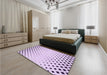 Round Machine Washable Transitional Lilac Purple Rug in a Office, wshpat1736pur