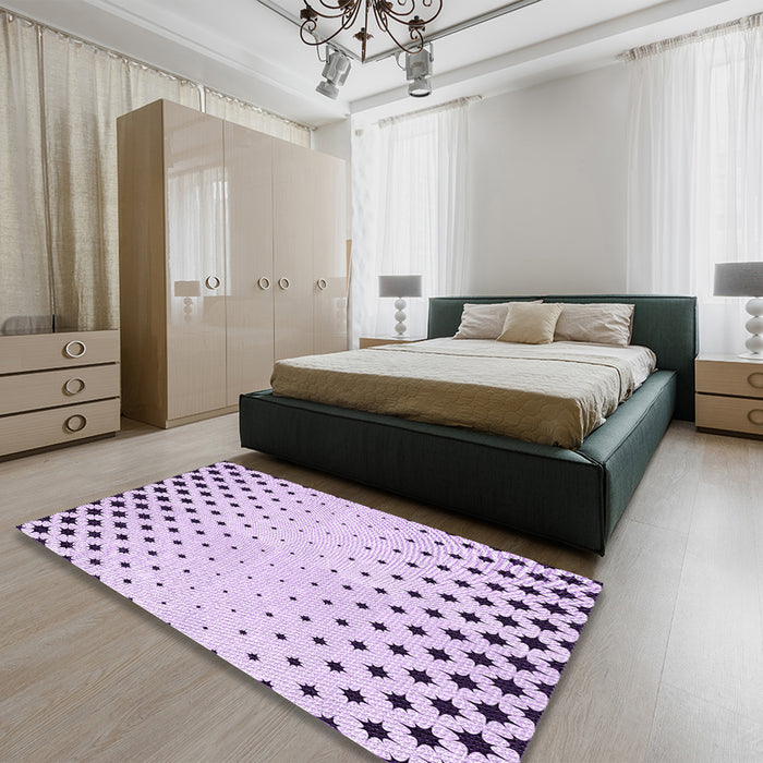 Round Machine Washable Transitional Lilac Purple Rug in a Office, wshpat1736pur