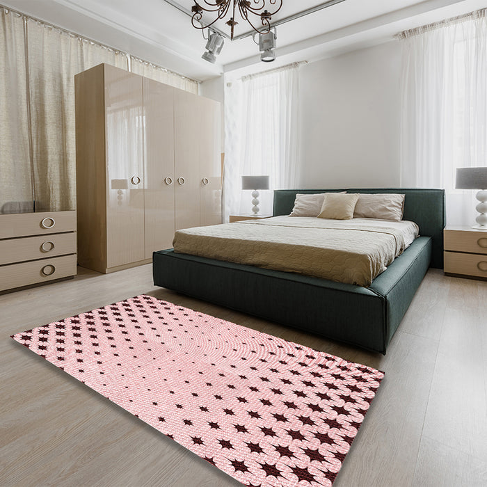 Patterned Red Rug in a Bedroom, pat1736rd