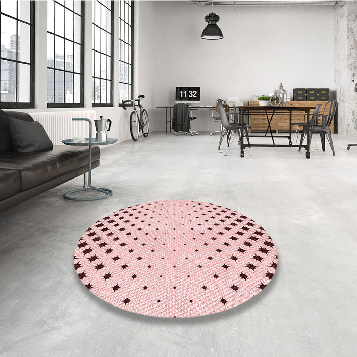 Round Patterned Red Rug in a Office, pat1736rd
