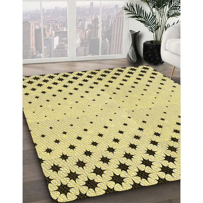 Patterned Sun Yellow Rug in Family Room, pat1736yw