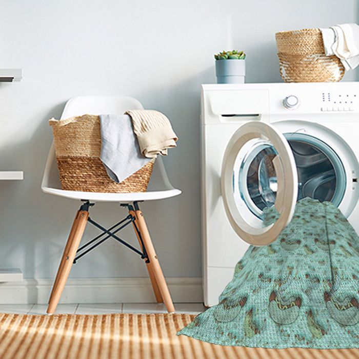 Machine Washable Transitional Green Rug in a Washing Machine, wshpat1737lblu