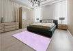 Round Machine Washable Transitional Bright Lilac Purple Rug in a Office, wshpat1738pur