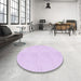 Round Patterned Bright Lilac Purple Rug in a Office, pat1738pur