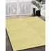 Machine Washable Transitional Yellow Rug in a Family Room, wshpat1738yw