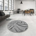 Round Patterned Cloud Gray Rug in a Office, pat174gry