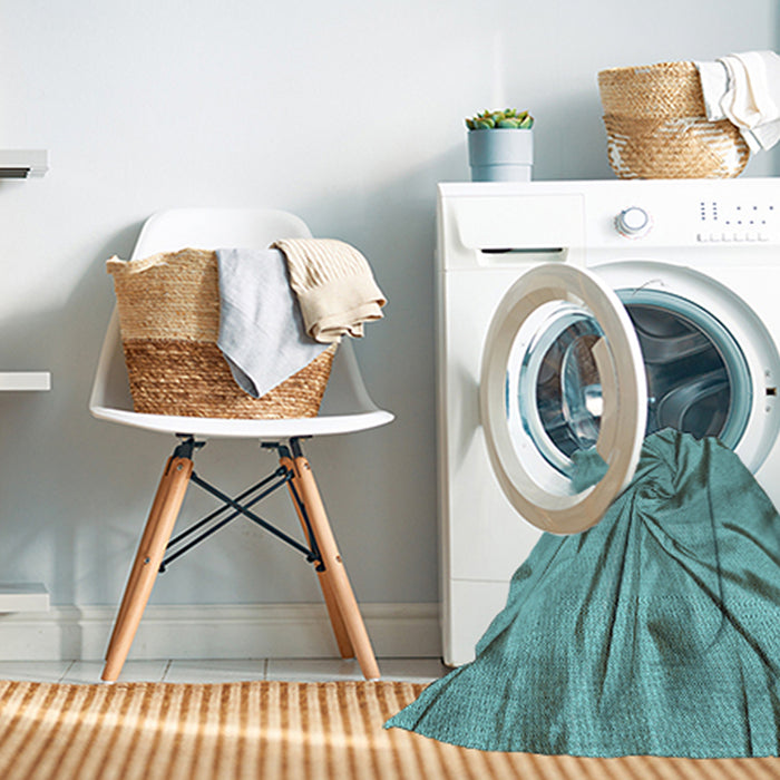 Machine Washable Transitional Aquamarine Stone Green Rug in a Washing Machine, wshpat174lblu