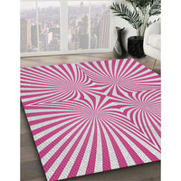 Patterned Deep Pink Modern Rug, pat1740