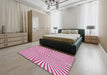 Patterned Deep Pink Modern Rug in a Bedroom, pat1740