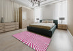 Machine Washable Transitional Deep Pink Rug in a Bedroom, wshpat1740
