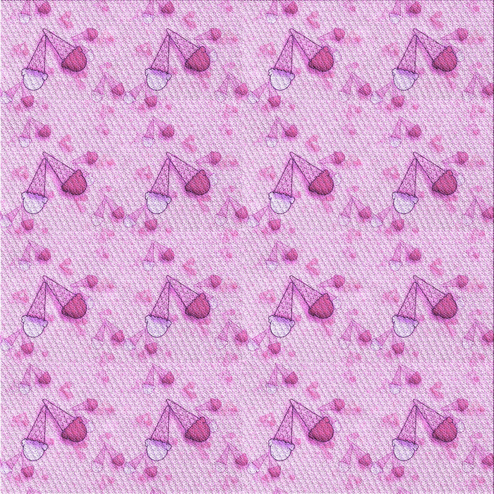 Round Machine Washable Transitional Blossom Pink Rug, wshpat1741pur