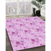 Machine Washable Transitional Blossom Pink Rug in a Family Room, wshpat1741pur