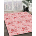 Patterned Pink Rug in Family Room, pat1741rd