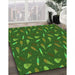 Machine Washable Transitional Deep Emerald Green Rug in a Family Room, wshpat1742grn