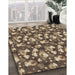 Machine Washable Transitional Dark Brown Rug in a Family Room, wshpat1743brn