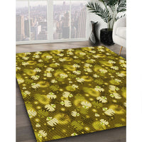 Patterned Dark Bronze Brown Rug, pat1743yw