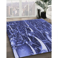 Patterned Sky Blue Rug, pat1744blu