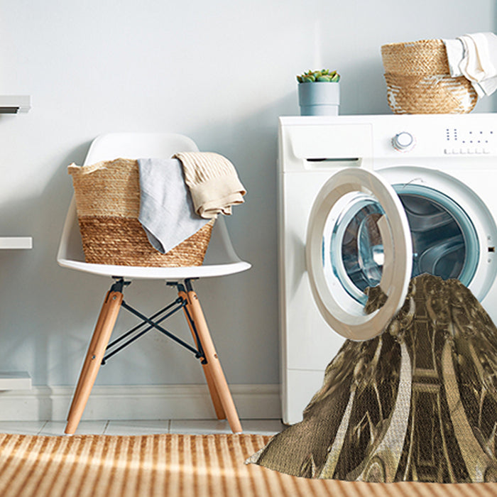 Machine Washable Transitional Bronze Brown Rug in a Washing Machine, wshpat1744brn