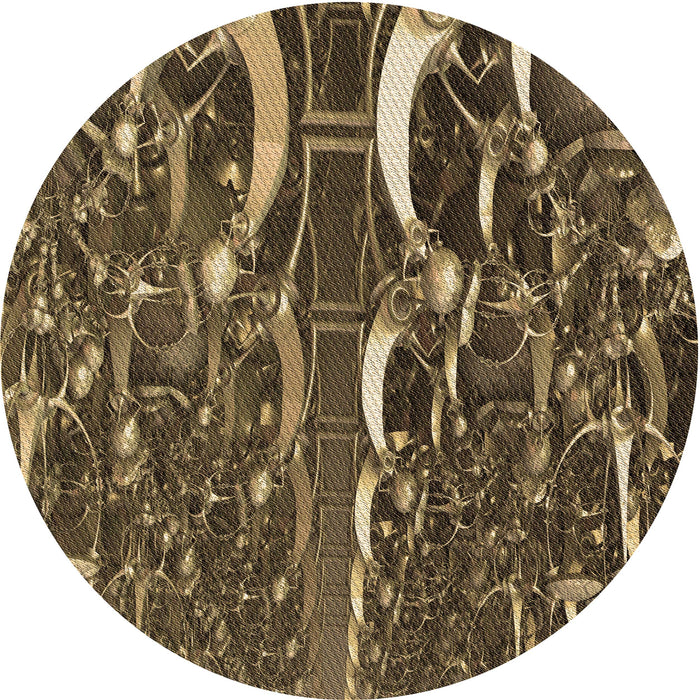Square Machine Washable Transitional Bronze Brown Rug in a Living Room, wshpat1744brn