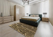 Patterned Bronze Brown Rug in a Bedroom, pat1744brn