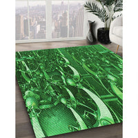 Patterned Deep Emerald Green Rug, pat1744grn