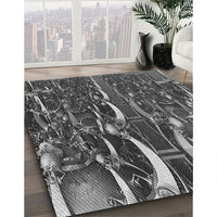 Patterned Dark Gray Black Rug, pat1744gry