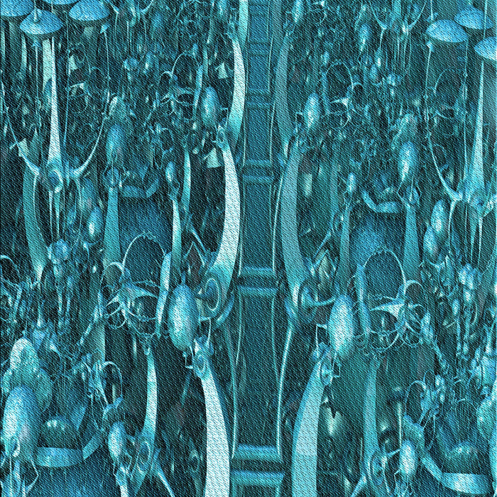 Patterned Dark Turquoise Green Rug, pat1744lblu