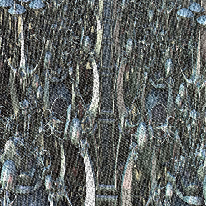 Patterned Gunmetal Green Novelty Rug, pat1744