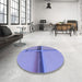 Round Patterned Purple Mimosa Purple Rug in a Office, pat1745blu