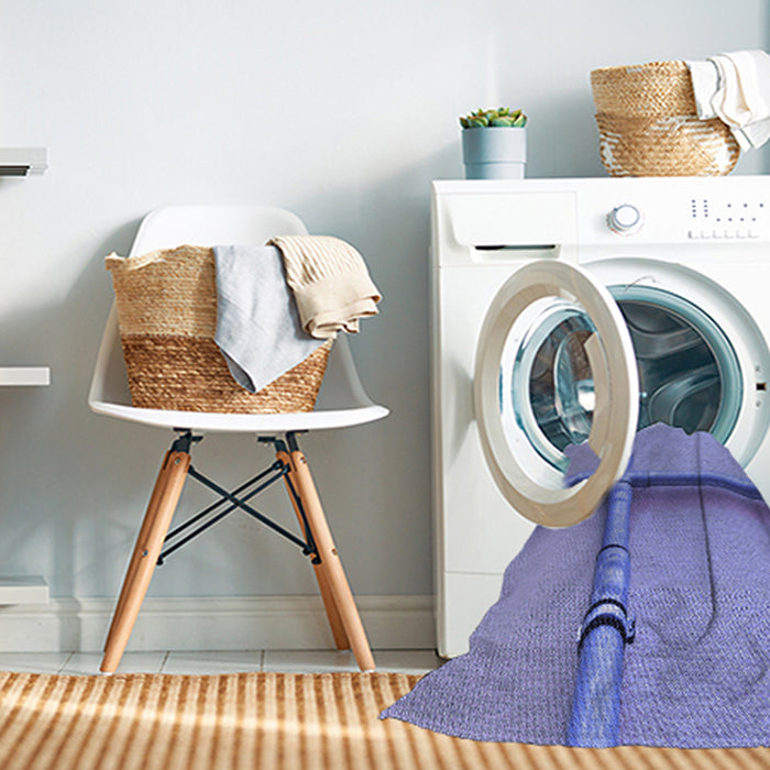 Machine Washable Transitional Purple Mimosa Purple Rug in a Washing Machine, wshpat1745blu