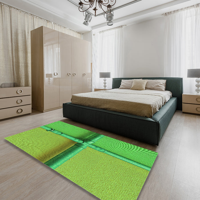Patterned Emerald Green Rug in a Bedroom, pat1745grn