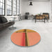 Round Patterned Red Rug in a Office, pat1745org