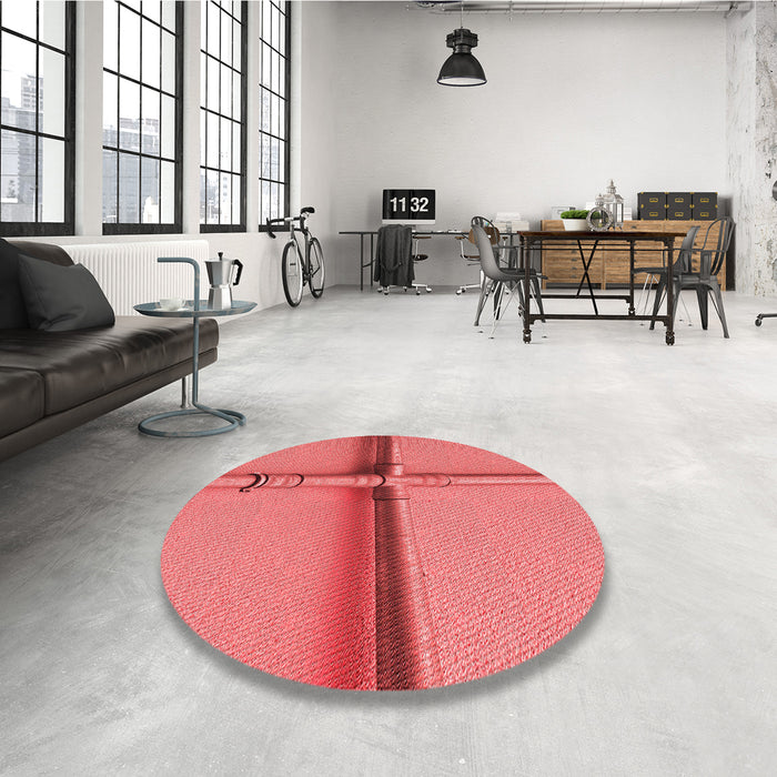 Round Patterned Ruby Red Rug in a Office, pat1745rd