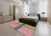 Machine Washable Transitional Cherry Red Rug in a Bedroom, wshpat1745