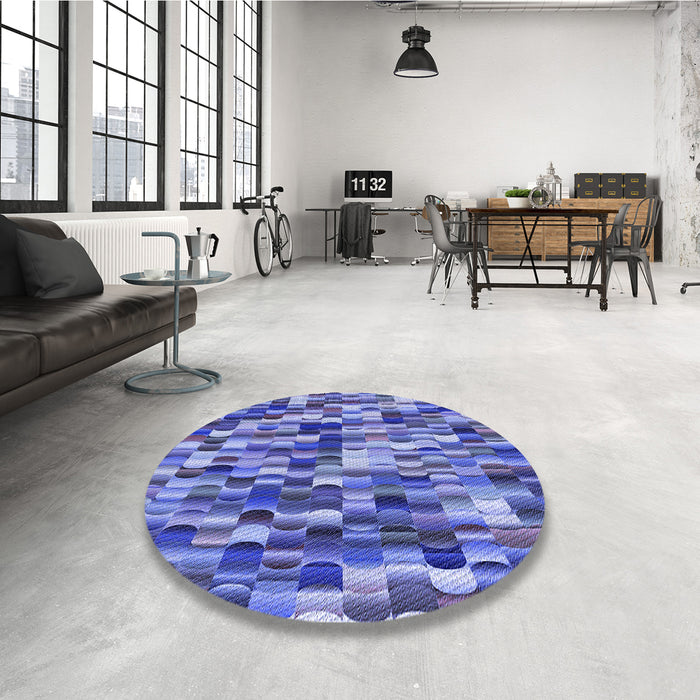 Round Patterned Sky Blue Rug in a Office, pat1746blu
