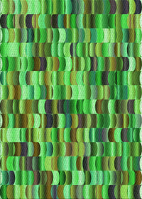 Machine Washable Transitional Neon Green Rug, wshpat1746grn