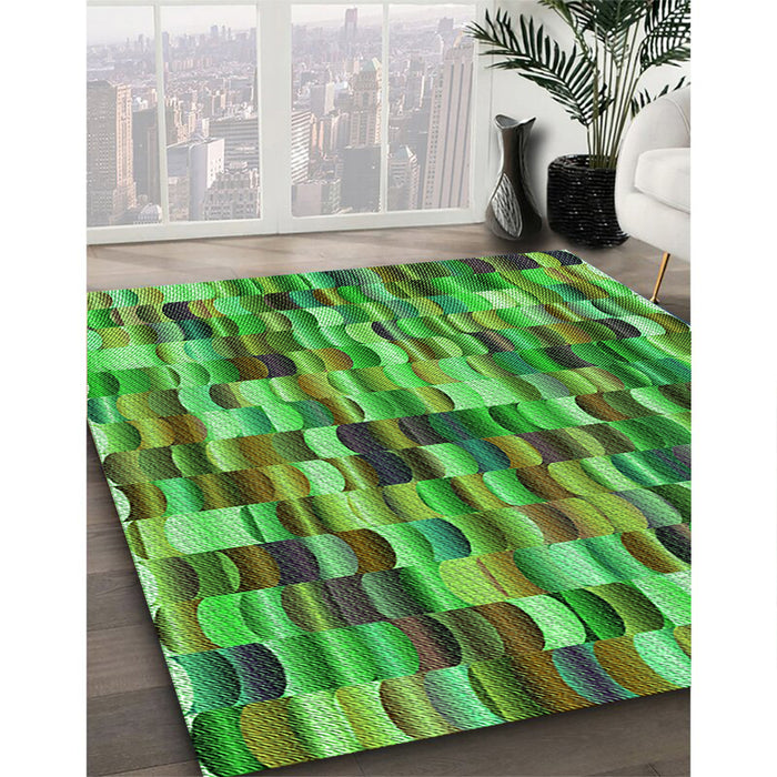 Machine Washable Transitional Neon Green Rug in a Family Room, wshpat1746grn