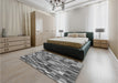 Patterned Dark Gray Rug in a Bedroom, pat1746gry