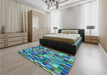 Patterned Blue Rug in a Bedroom, pat1746lblu