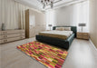 Patterned Yellow Rug in a Bedroom, pat1746org