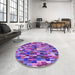 Round Patterned Purple Rug in a Office, pat1746pur