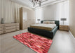 Round Machine Washable Transitional Red Rug in a Office, wshpat1746rd