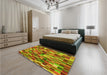 Patterned Mahogany Brown Rug in a Bedroom, pat1746yw