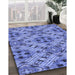 Patterned Blue Rug in Family Room, pat1747blu