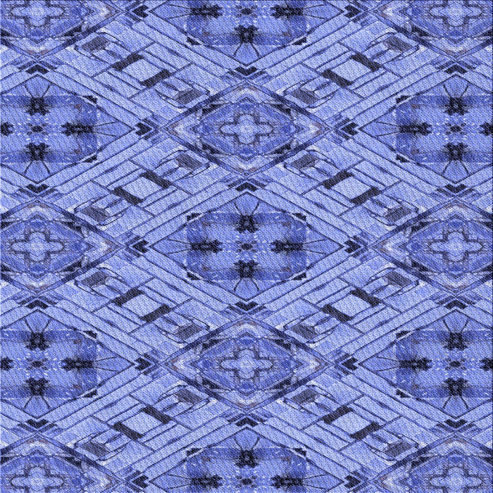Round Patterned Blue Rug, pat1747blu