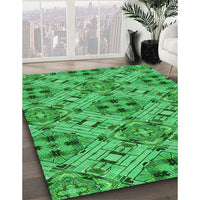 Patterned Neon Green Rug, pat1747grn