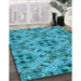 Patterned Dark Cyan Green Rug in Family Room, pat1747lblu